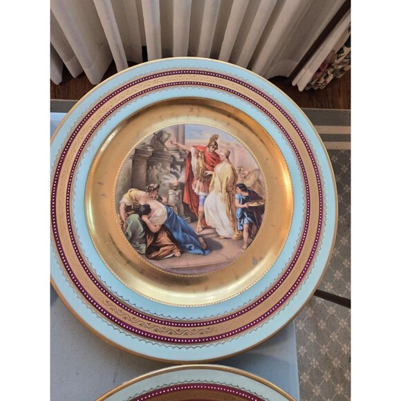 Antique Hand-Painted Gilt Royal Vienna 10.5" Plate Charger Set Of 12 (RV1000) - Picture 5 of 16